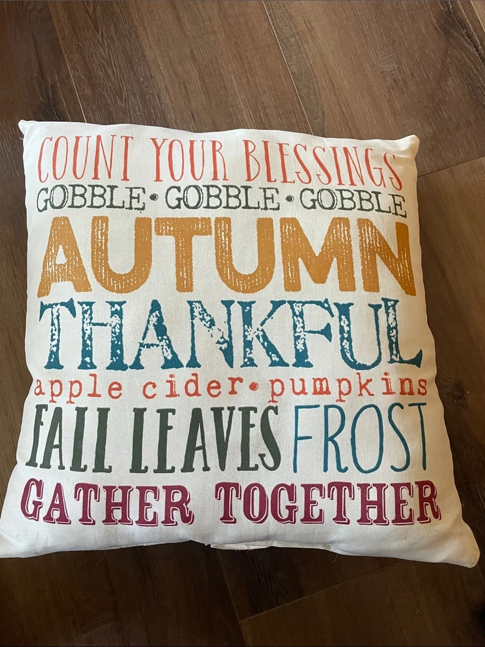Autumn Thankful Decorative Pillow - Multicolor Fall Accent